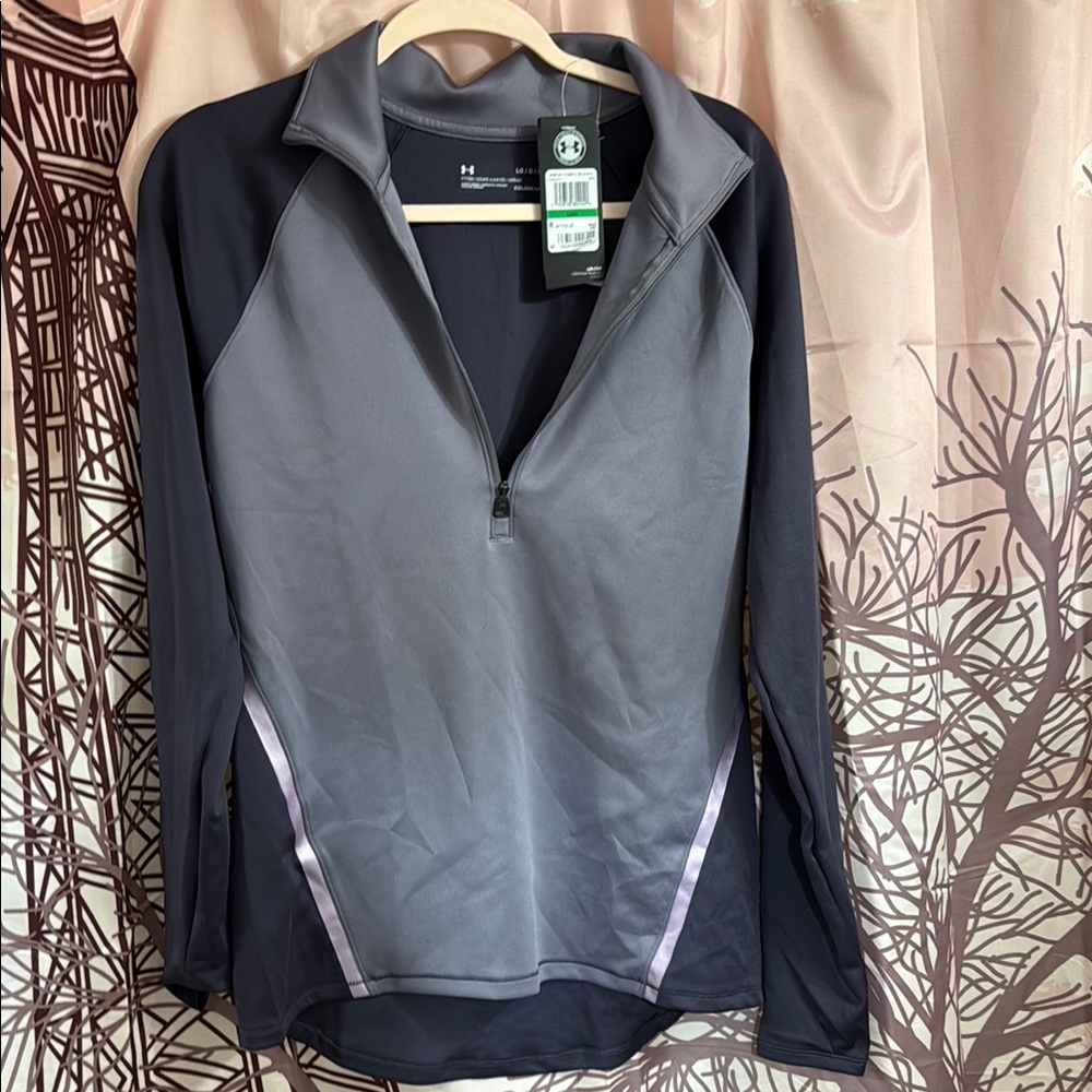 Under Armour Gray and Black Quarter-Zip Pullover
